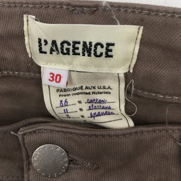 L'AGENCE Faux Pockets Deep Taupe Wanda High Rise Crop Wide Leg Raw Hem Jeans - Picture 2 of 14